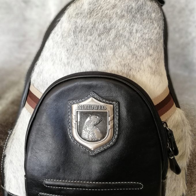 Kožený batoh Luxury Cowhide NORDWEG GREY čiernosivý 32x45x15cm 15L