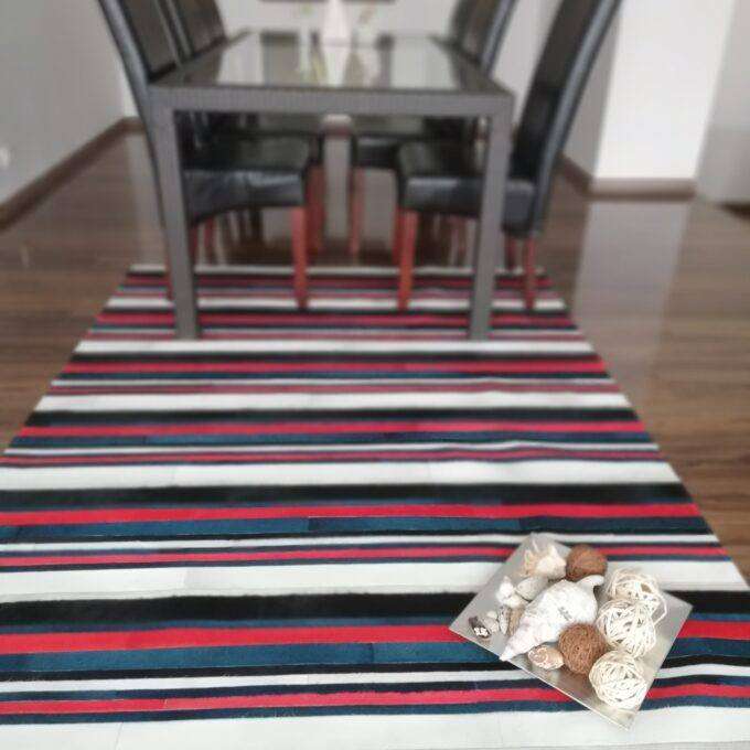 Kožený koberec Luxury Cowhide FLORENCIA 160x220cm červeno-bielo-zelený