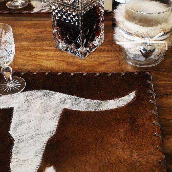 Kožené prestieranie Luxury Cowhide BRAZÍLIA HORN WHITE 45x32cm